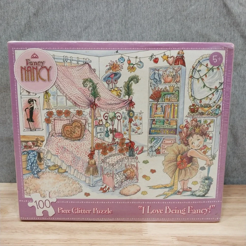 Briarpatch Fancy Nancy Glitter Puzzle Kids 100 Piece 11.5x15 Pink